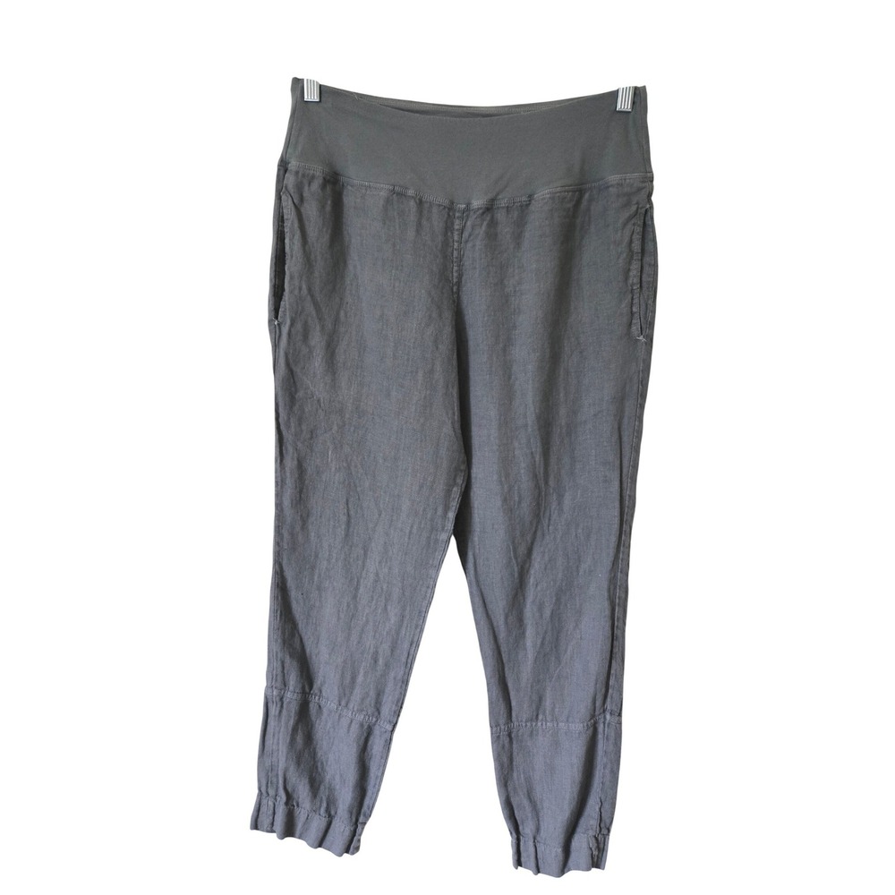 Luna Luz Womens M Gray 100% Linen Cropped Pants Art To Wear Lagenlook Bohemian